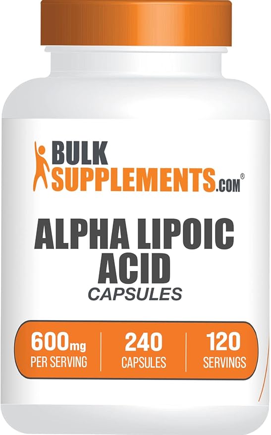 BulkSupplements.com Alpha Lipoic Acid Capsules - ALA Supplement, Alpha Lipoic Acid 600mg - ALA Capsules, Gluten Free - 2 Capsules per Serving, 240 Capsules (Pack of 1)