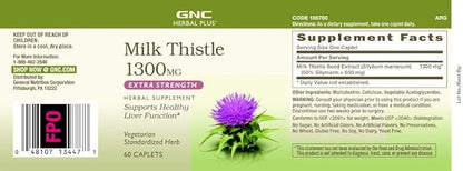 GNC Herbal Plus Milk Thistle 1300mg, 60 Caplets