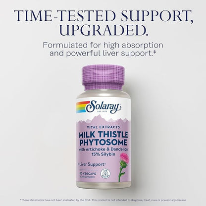 Solaray Milk Thistle Phytosome with Artichoke, 15% Silybin 60-Day Guarantee, 30 Servings, 30 VegCaps