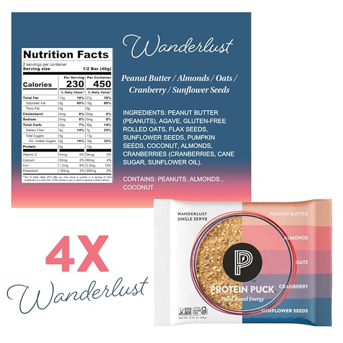 Protein Puck Plant Based Bars 13-17 grams 16 Count (1 Pack)