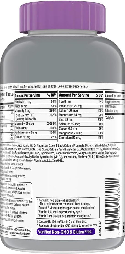 WW Centrum Silver Women's Multivitamin for Women 50 Plus 275 Tablets + 7-Day Travel Pill Organizer