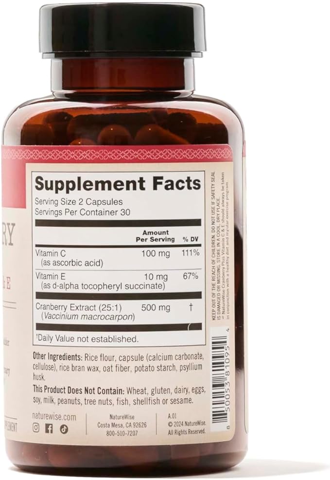 NatureWise Cranberry Extract Pills 12,500mg* Cranberries 60 Capsules[1-Month Capsules[1-Month Supply]