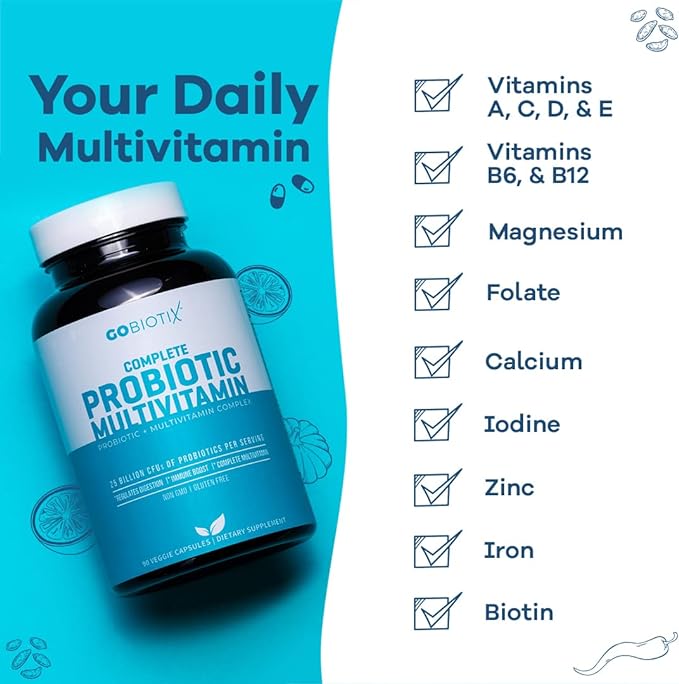 GOBIOTIX Probiotic Multivitamin Supplement 25 Billion 90 Capsules