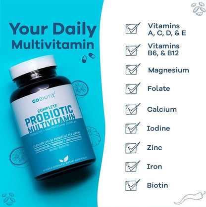 GOBIOTIX Probiotic Multivitamin Supplement 25 Billion 90 Capsules
