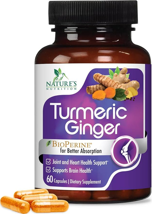 Turmeric Curcumin with BioPerine Black Pepper 95% Standardized 2600mg for 60 Capsules