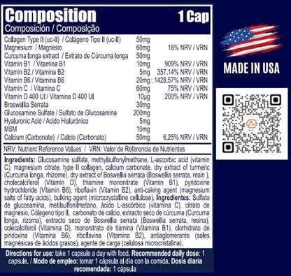 Hyaluronic Acid, Type II Collagen, Magnesium B1, Vitamin B2, Vitamin B6, Vitamin 1 a
