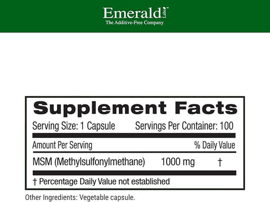 Ultra Botanicals Emerald Labs MSM 1000 mg 100 Vegetable