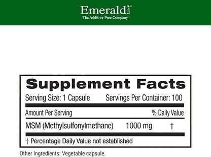 Ultra Botanicals Emerald Labs MSM 1000 mg 100 Vegetable