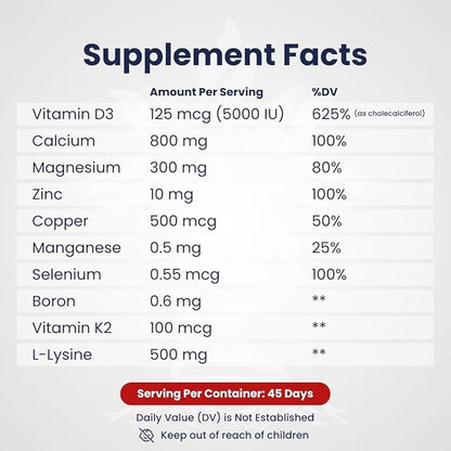Stronger Bones Vitamins and Supplement Advanced D3, Calcium, K2 MK7, MK7, and