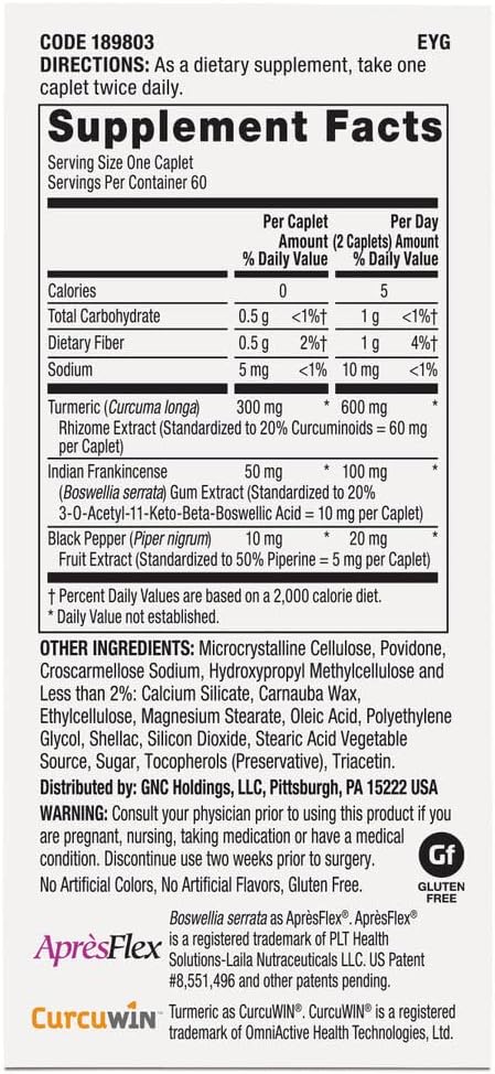 GNC TriFlex Turmeric Formula 60 Caplets
