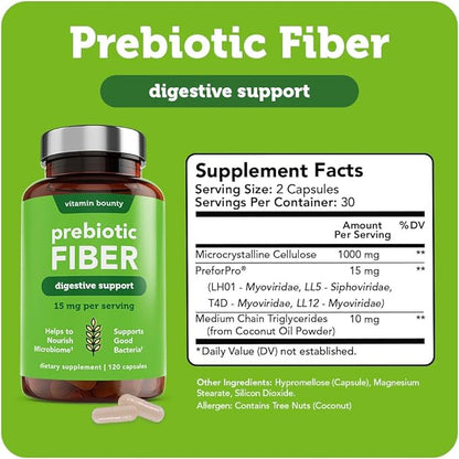 Vitamin Bounty Prebiotic Fiber Digestive Support 60 Capsules