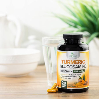 Turmeric Curcumin with BioPerine, Ginger & 95% Curcuminoids 2000mg Black 240 Capsules