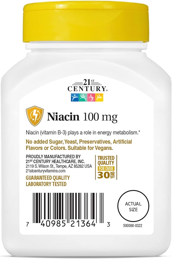 21st Century Niacin Tablets, 100 mg, 110 Count