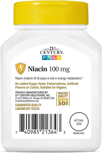 21st Century Niacin Tablets, 100 mg, 110 Count