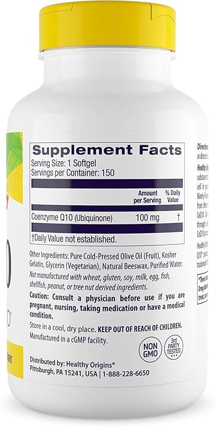 Healthy Origins CoQ10 (Kaneka Q10) 100mg Softgels 150 Softgels