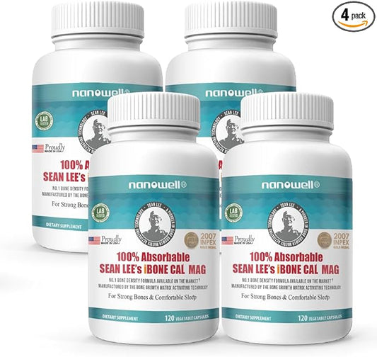 Sean Lee's iBone Cal Mag 120 Vegetable Capsules X 4 Bottles for 4 Months - Bone Health, Calcium Supplement (480 Count)