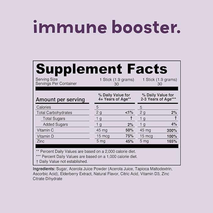 Kids Immune Booster with Elderberry, Acerola 30 Servings 2 flavors
