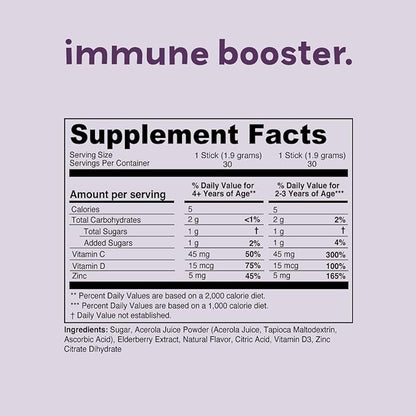 Kids Immune Booster with Elderberry, Acerola 30 Servings 2 flavors