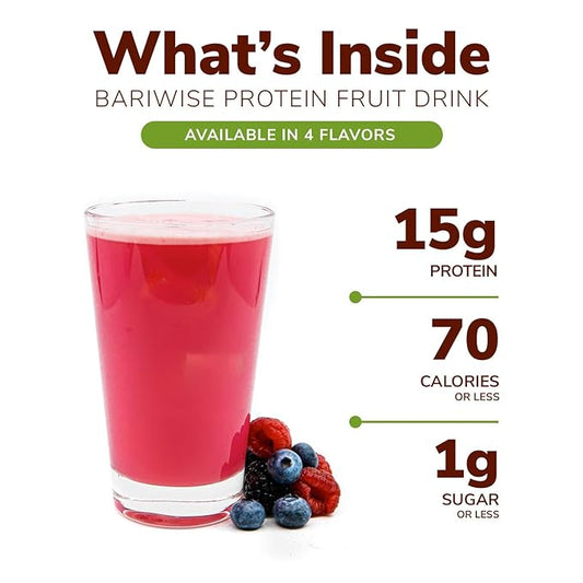 BariWise Protein Fruit Drink, Variety Pack, No Sugar, No Fat, Gluten Free, Low Carb (7ct)