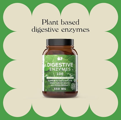 Digestive Enzymes Supplements, Natural Plant Based Superfood 100 Capsules 600mg Probiotics