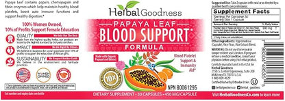 Papaya Leaf Blood Support Capsules 60/450mg Veggie (1 Bottle)