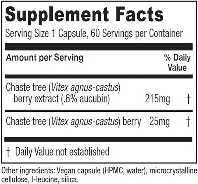 Vitanica Chaste Tree Berry Extract, Vitex 2 Month 60 Capsules
