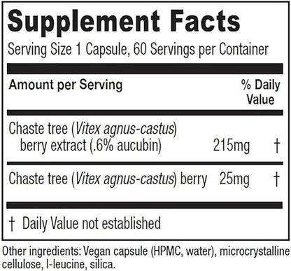 Vitanica Chaste Tree Berry Extract, Vitex 2 Month 60 Capsules