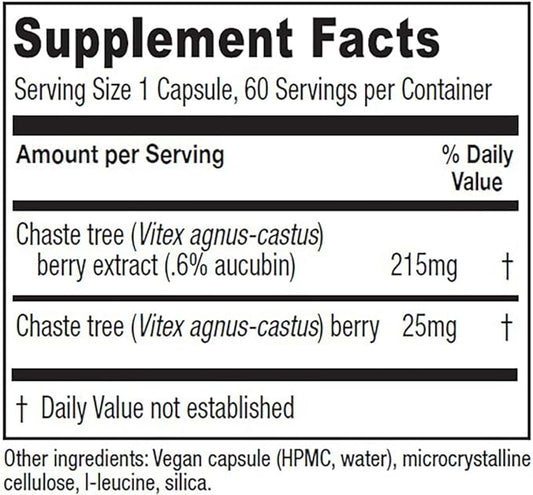 Vitanica Chaste Tree Berry Extract, Vitex 2 Month 60 Capsules