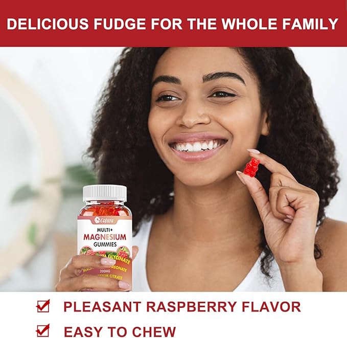 Magnesium Glycinate 400mg, Citrate 200mg, Malate 200mg, Triple B6- Vegan, 60 Raspberry