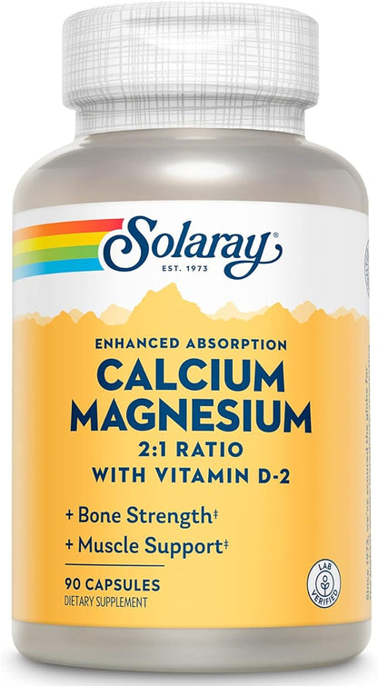 Solaray Calcium & Magnesium w/ D2 2:1, Capsule 90ct
