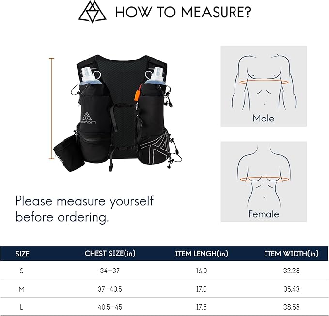 Haimont Hydration Running Vest with Water Bottles for Women Men, Adjustable Lightweight 8L Water Backpack with Soft Flasks for Trail Running