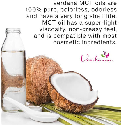 Verdana USDA Certified Organic Coconut MCT Oil – Fractionated Coconut Oil – No Palm Kernel Used – Kosher, Food Grade, Non-GMO – Great for Keto and Paleo Diets, Oil Pulling Rinse Mouthwash – 16 Fl Oz