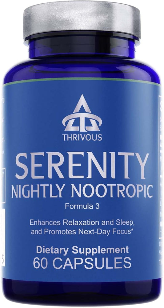 Thrivous Serenity - Natural Sleep Aid 5mg Melatonin 200mg L-Theanine 30 High 60 Capsules