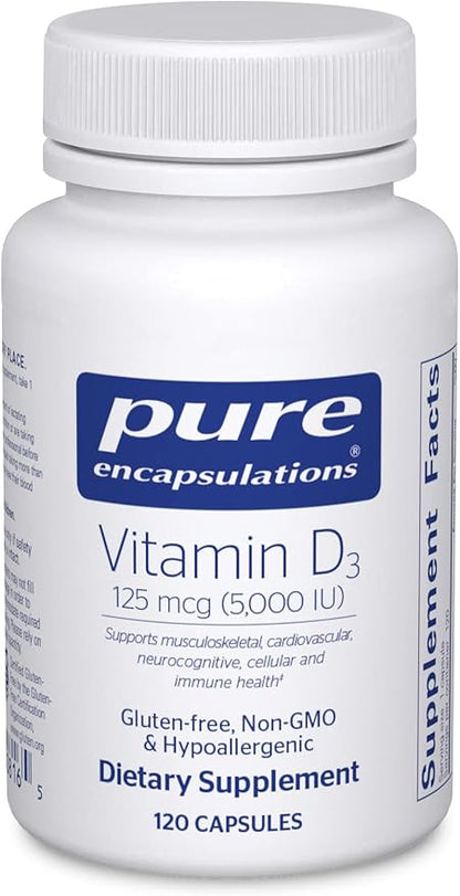 Pure Encapsulations Vitamin D3 125 mcg (5,000 IU) 120 Capsules