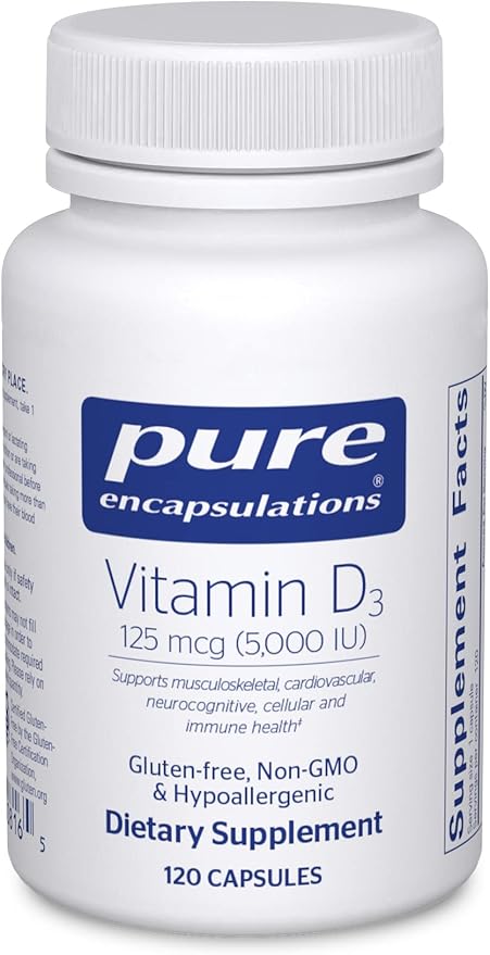 Pure Encapsulations Vitamin D3 125 mcg (5,000 IU) 120 Capsules