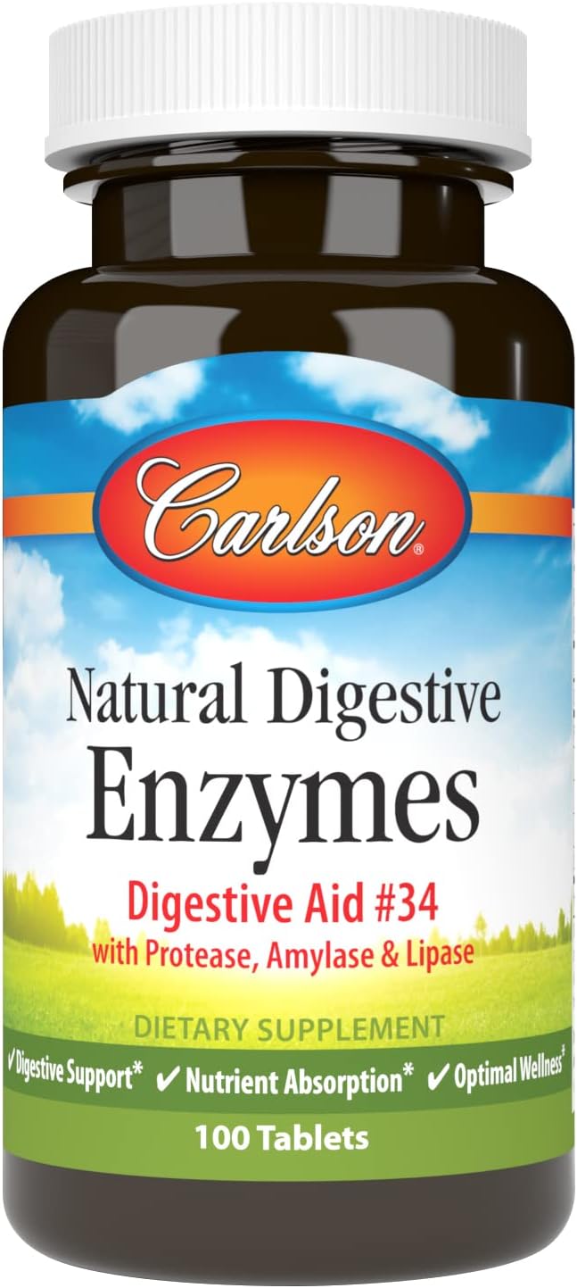 Carlson - Natural Digestive Enzymes, Digestive #34 with 100 Tablets