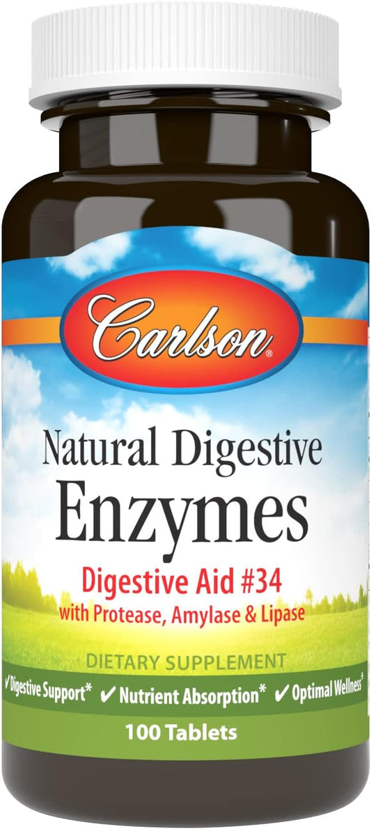 Carlson - Natural Digestive Enzymes, Digestive #34 with 100 Tablets
