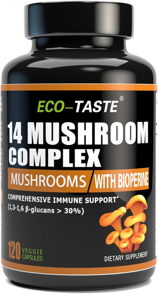 14 Mushrooms Supplement 120 Capsules 30% Beta-Glucan