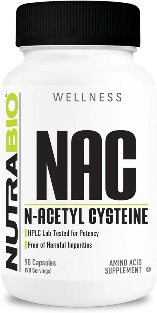 NutraBio N-Acetyl Cysteine Supplement (NAC) 90 Capsules, 600mg Each