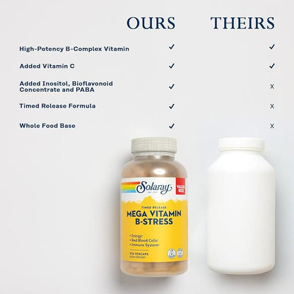 SOLARAY Mega Vitamin B-Stress B12, B6, B6, Folic 60-Day Guarantee (240 CT)