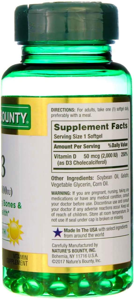 Nature's Bounty Vitamin D3 2000 IU 150 ea
