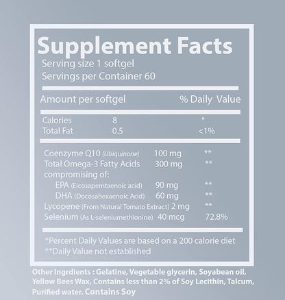 Highly absorbable CoQ10 100 mg Plus Omega-3 with (90 softgels)