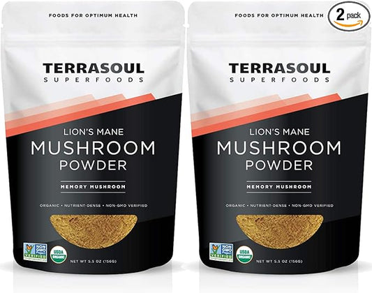 Terrasoul Superfoods Organic Lion's Mane Mushroom Powder (4:1 Extract), 11 Ounces