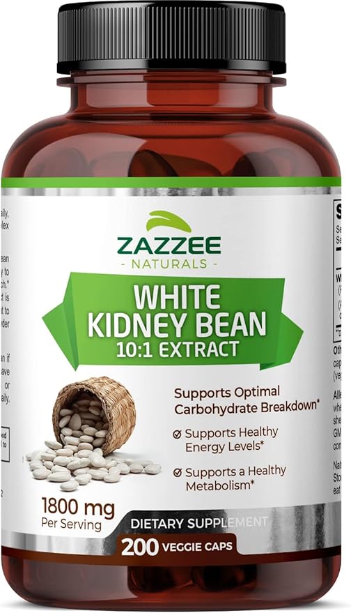 Zazzee White Kidney Bean 10:1 Extract, 18,000 mg 200 Vegan 2 Month 10X Extract, 100% Vegetarian,