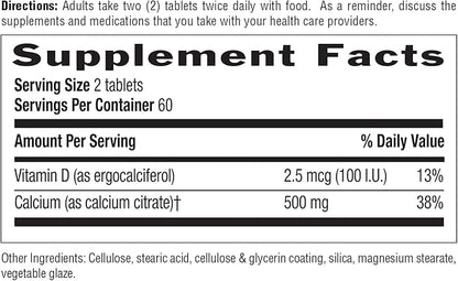 Country Life Calcium Citrate with Vitamin D – 500mg – Highly Absorbable Calcium Supplement – Certified Gluten Free, Vegan, Halal, Non-GMO – 120 Tablets