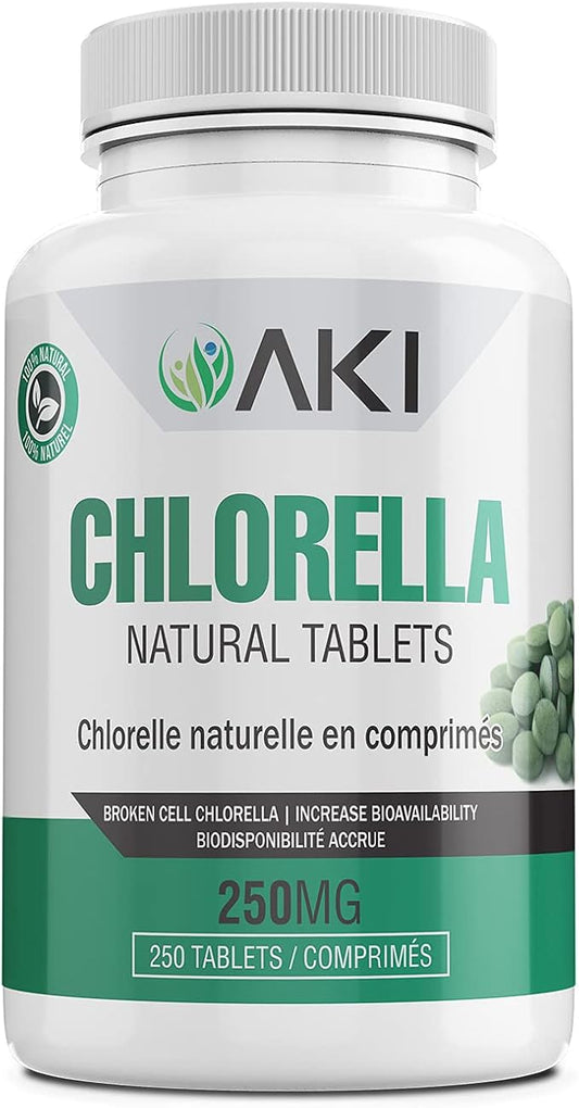 AKI Chlorella Superfood Supplement Tablets (250) B12, Iron,