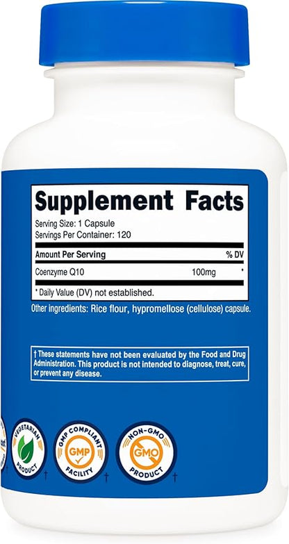 Nutricost CoQ10 100mg, 120 Vegetarian Capsules, 120 Servings Q10