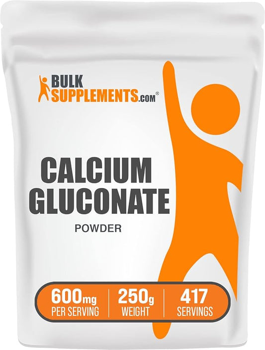 BulkSupplements.com Calcium Gluconate Powder - Calcium Supplement - Calcium Powder - Calcium Bone Supplement - Gluconate Calcium - Calcium Without Vitamin D (250 Grams - 8.8 oz)