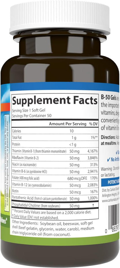 Carlson - B-50 Gels, Vitamin B 50 Softgels