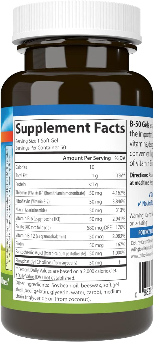 Carlson - B-50 Gels, Vitamin B 50 Softgels